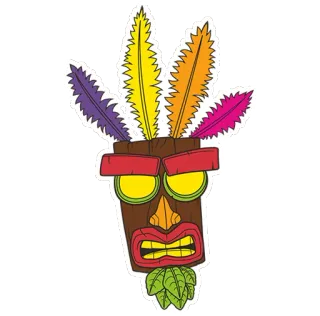 😠 05c8a0b4 Aku Aku Crash Bandicoot 电子游戏, 面具, 卡通, 阿古阿古, 古惑狼 telegram sticker