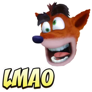 😜 216b59e1 Crash Bandicoot LMAO 表情包, lmao, 古惑狼, 卡通 telegram sticker
