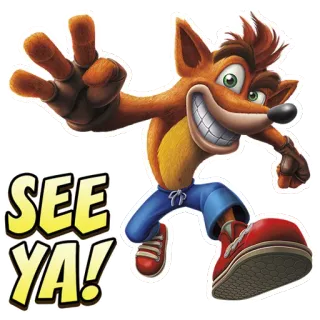 ✌ 3a559da7 Crash Bandicoot SEE YA! 古惑狼, 电子游戏, 卡通, 吉祥物, 告别 telegram sticker
