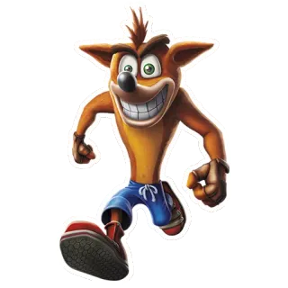 😁 6b9e9337 Crash Bandicoot 古惑狼, 电子游戏, 卡通人物, 有袋动物, 跑步 telegram sticker