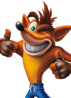 😉 95f40218 Crash Bandicoot 游戏角色, 卡通, 古惑狼, 吉祥物, 袋狸 telegram sticker