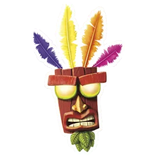 😡 a6de9912 Aku Aku Crash Bandicoot 面具, 电子游戏, 阿古阿古, 古惑狼 telegram sticker