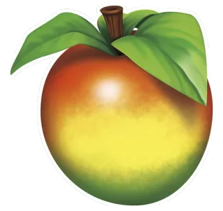 🍏 b13fff65 苹果, 水果, 食物, 红色, 绿色, 黄色, 叶子 telegram sticker