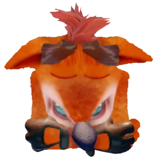 🤒 bffdcd18 Crash Bandicoot 游戏角色, 卡通动物, 古惑狼, 橙色毛皮 telegram sticker