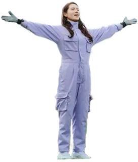 🥳 888a09dc mulher, macacão, céu, pessoa, braços abertos, lavanda, campo telegram sticker