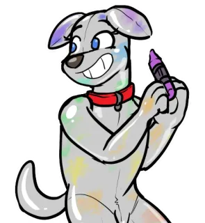 🖍 94db910d Hund, Cartoon, Buntstift, Kunst, Zeichnung, Figur whatsapp sticker