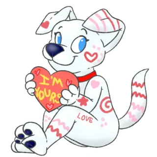 💞 f4907908 I'M YOURS Hund, Welpe, Liebe, Herz, Valentinstag, süß, Cartoon whatsapp sticker