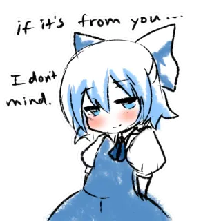 😘 e787b2ab if it's from you...
I don't mind. 动漫, 可爱, 女孩, 卡通, 爱, 害羞 telegram sticker
