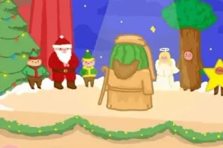 🌻 55d2c856 Navidad, Santa Claus, Elfo, Ángel, Estrella, Árbol de Navidad, Dibujo animado telegram sticker