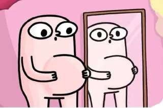 🌻 6c57ec8a Dibujo animado, Reflejo, Espejo, Personaje, Barriga, Imagen corporal telegram sticker