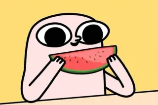 🌻 83e760e8 dibujos animados, personaje, sandía, comida, comiendo, divertido, gracioso telegram sticker