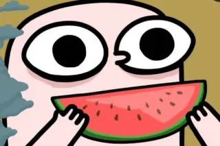 🌻 bd256b90 sandía, comiendo, dibujos animados, comida, personaje telegram sticker