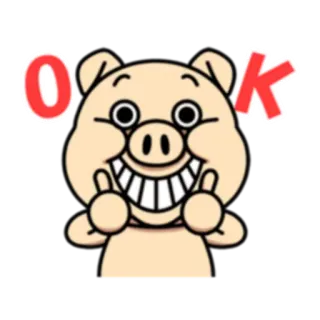 👌 131c30a6 OK หมู, โอเค, ยกนิ้วโป้ง, การ์ตูน, สัตว์, เชิงบวก telegram sticker