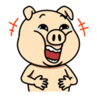 😂 2db9ed50 หมู, หัวเราะ, การ์ตูน, ตลก, มีความสุข, สัตว์ telegram sticker