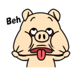 😝 b8b5bd85 Beh การ์ตูน, หมู, ตลก, แสดงออก, แบะ telegram sticker