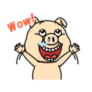 😃 d3b8b61a Wow! หมู, ว้าว, มีความสุข, น่ารัก, ตื่นเต้น, การ์ตูน, สัตว์ telegram sticker