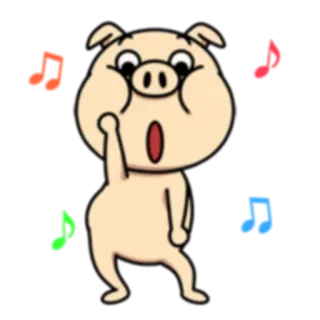 💃 faeff7a7 หมู, ดนตรี, เต้น, การ์ตูน, สัตว์, น่ารัก telegram sticker