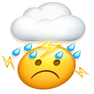 🙁 86007a34 Emoji, Triste, Nuvola, Tempesta, Fulmine, Meteo telegram sticker