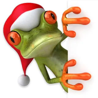 🌂 f1528418 żaba, czapka Mikołaja, boże narodzenie, kreskówka, zwierzę, święto, świąteczny telegram sticker