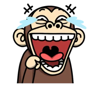 😂 47e80895 Affe, lachen, Emoticon, Cartoon, glücklich, Tränen telegram sticker