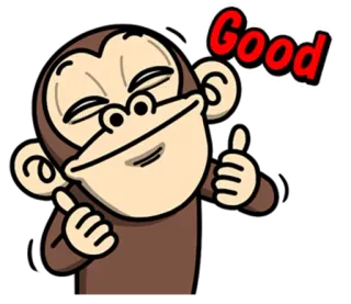 👌 5c140318 Good Affe, Tier, Daumen hoch, Gut, Cartoon telegram sticker