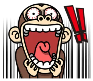 😱 7295322a Affe, Cartoon, Ausrufezeichen, Schock, Überraschung, Schreien telegram sticker