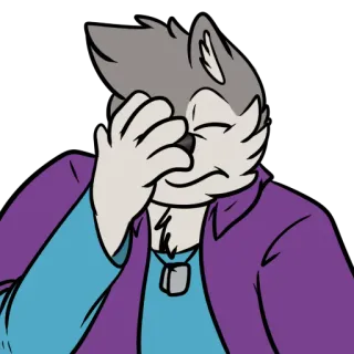 😕 6a134d67 หมาป่า, มานุษยรูปนิยม, การ์ตูน, ตัวละคร, เฟอร์รี่, ท่าทาง telegram sticker