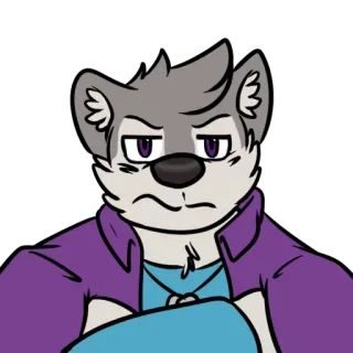 😐 c3cef2f7 เฟอร์รี่, หมาป่า, มานุษยรูปนิยม, ตัวละคร, การ์ตูน, สติกเกอร์ telegram sticker