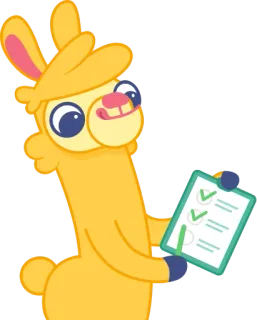 🤓 06cbd86f lama, liste de contrôle, animal, dessin animé, liste, presse-papier telegram sticker