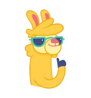 😎 16e99bca lama, dessin animé, animal, lunettes, fun, illustration telegram sticker