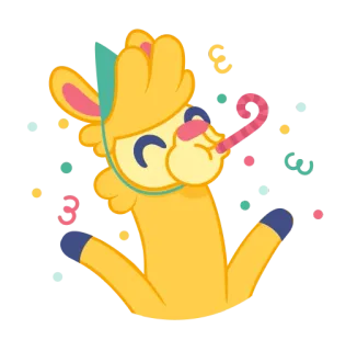 🥳 425d7b98 fête, célébration, lama, confettis, animal, dessin animé telegram sticker