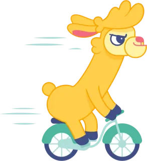 😈 be000443 lama, animal, dessin animé, vélo, transport, mignon, à vélo telegram sticker