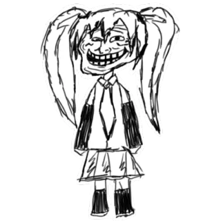 👌 37795d5a Hatsune Miku Meme, Trollface, Parodie, Hatsune Miku, Anime, Grappig, Schets, Vocaloid telegram sticker