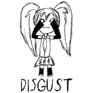 👌 de0ed4d6 DISGUST Walging, Emotie, Schets, Cartoon, Meisje, Boos, Negatief telegram sticker