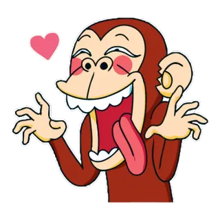 😍 320962c6 aap, cartoon, hart, liefde, blij, dier, grappig telegram sticker
