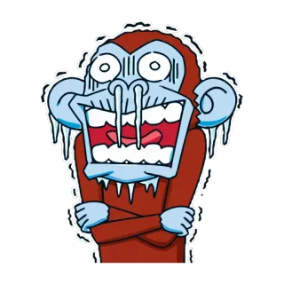 🤢 435de661 aap, koud, winter, ijskoud, cartoon, dier, angst, bang telegram sticker