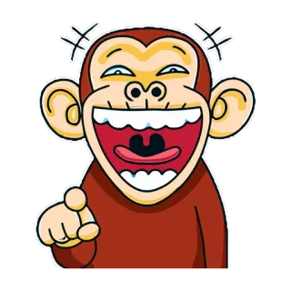 🤣 63d7e326 aap, cartoon, grappig, wijzend, lachend telegram sticker
