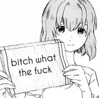 💿 112763fc bitch what the fuck 冒犯, 脏话, 动漫, 漫画, 女孩 telegram sticker