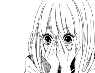 🖤 e7bb20af 动漫, 漫画, 女孩, 可爱, 害羞, 躲藏, 眼睛 telegram sticker