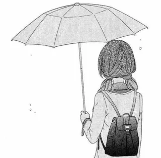 💦 fe58c561 动漫, 女孩, 伞, 雨, 漫画, 背包, 双马尾 telegram sticker