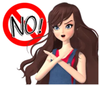 🙅‍♀ 5f106990 NO! 拒绝, 禁止, 否, 禁止, 卡通, 女性 telegram sticker