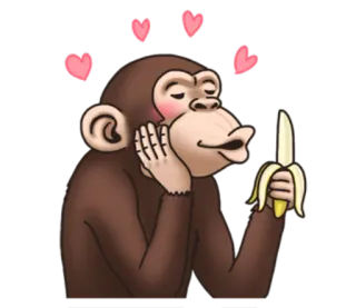 😍 0e19f706 猴子, 香蕉, 心, 动物, 可爱, 爱 telegram sticker