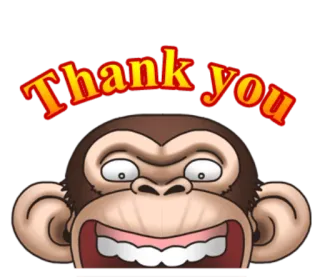 😚 76fc2f23 Thank you 谢谢, 猴子, 动物, 感谢, 卡通 telegram sticker