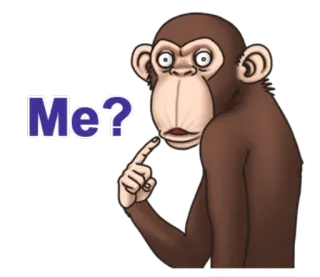 ❓ 7ee3062a Me? 猴子, 问题, 动物, 搞笑, 卡通, 猿 telegram sticker