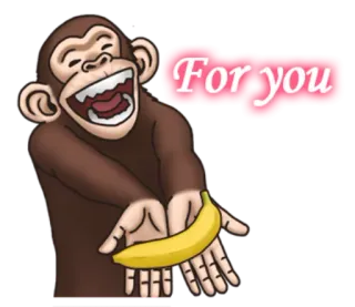 🍌 bed4a96b For you 猴子, 香蕉, 礼物, 快乐, 动物 telegram sticker