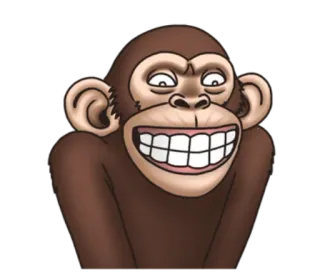 😁 cd192b16 猴子, 猿, 卡通, 动物, 灵长类, 微笑, 牙齿 telegram sticker