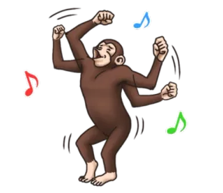 🎶 e78612f3 猴子, 跳舞, 音乐, 卡通 telegram sticker