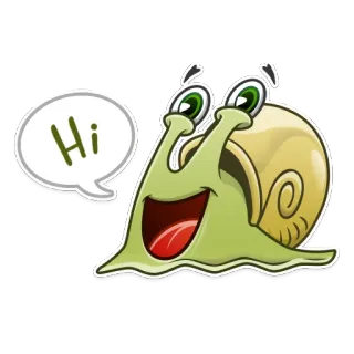 👋 5a97f4f6 Hi caracol, desenho animado, animal, saudação, olá, amigável whatsapp sticker