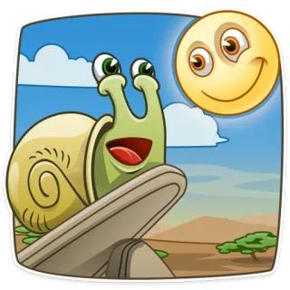 😀 6293af84 caracol, emoji, sol, desenho animado, fofo, céu, natureza whatsapp sticker