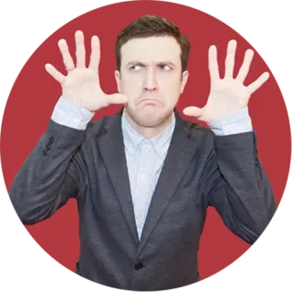 😡 e5af6447 mężczyzna, osoba, biznesmen, garnitur, wyraz twarzy, głupi, śmieszny, ręce telegram sticker